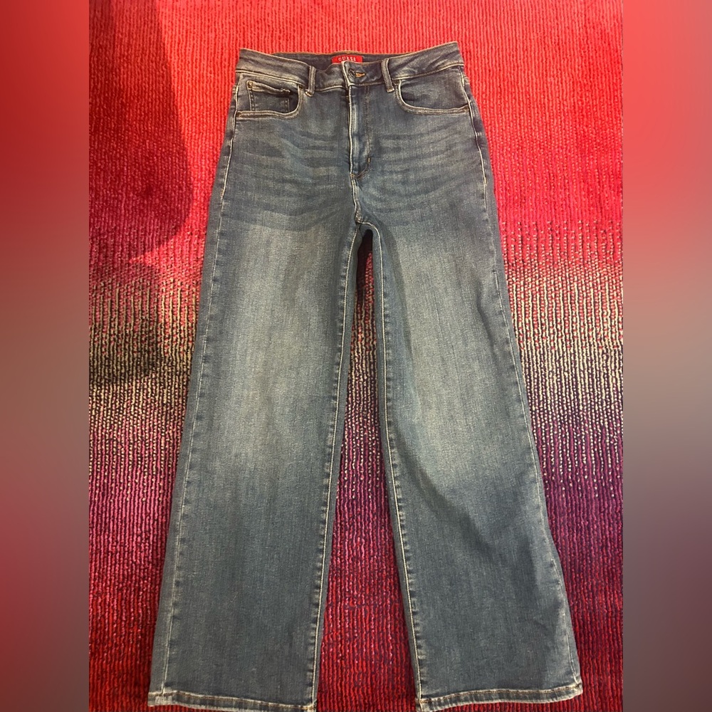 New Guess Women's Straight Wide Leg Blue Jeans 28x30 (29”) boyfriend high rise